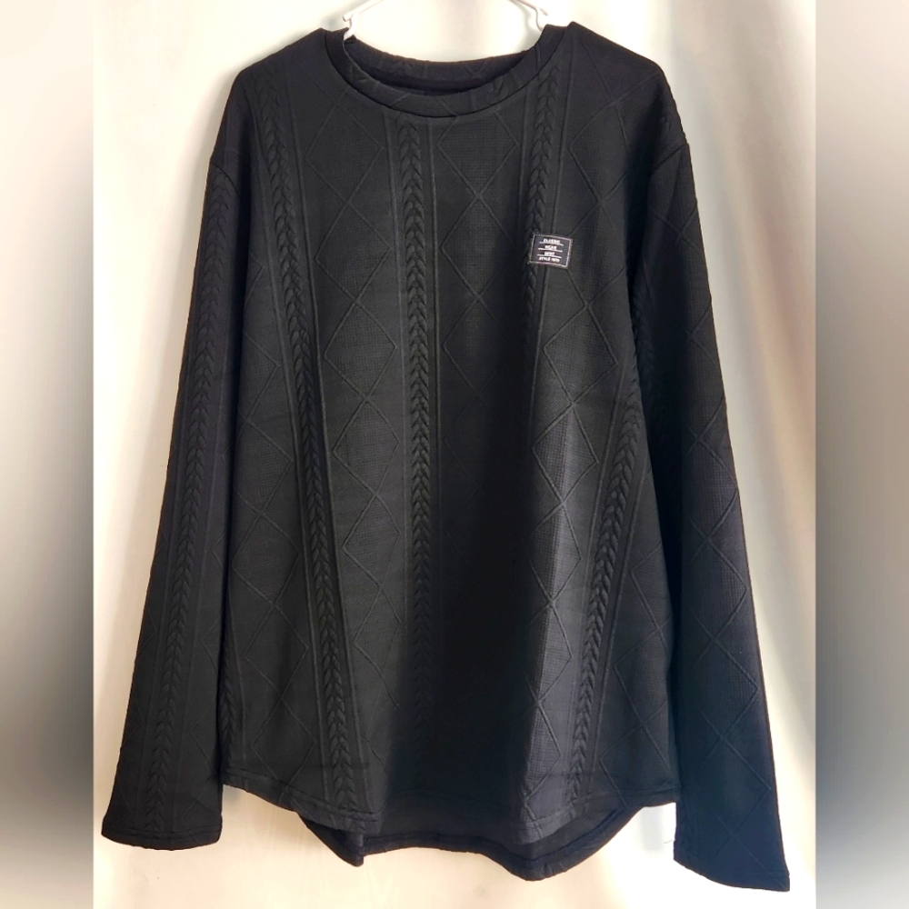 NWT JMIERR Lightweight Polyester LS pullover Casual Shirt Mens Black Size L